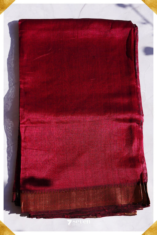 Varsha Mangalagiri Handloom Red Silk-Cotton Saree - Seven Sarees - Saree - Seven Sarees