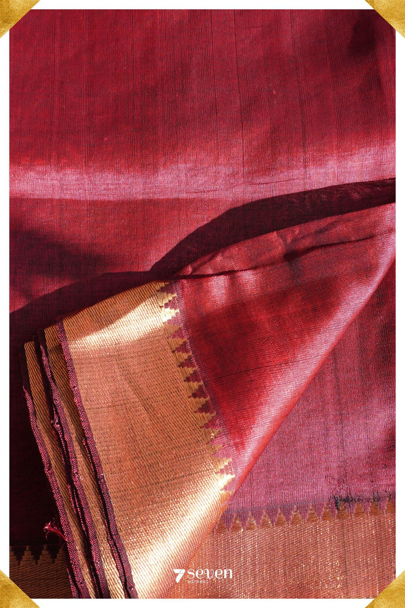 Varsha Mangalagiri Handloom Red Silk-Cotton Saree - Seven Sarees - Saree - Seven Sarees