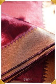 Varsha Mangalagiri Handloom Red Silk-Cotton Saree - Seven Sarees - Saree - Seven Sarees