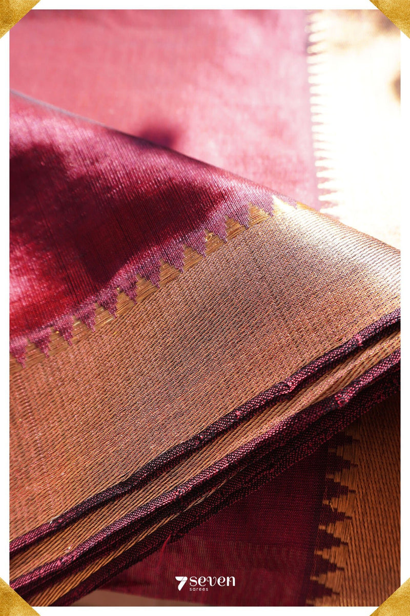 Varsha Mangalagiri Handloom Red Silk-Cotton Saree - Seven Sarees - Saree - Seven Sarees