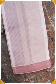 Veenavani Mangalagiri Handloom Sandal/Red Pure Cotton Saree - Seven Sarees - Saree - Seven Sarees