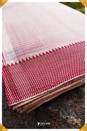 Veenavani Mangalagiri Handloom Sandal/Red Pure Cotton Saree - Seven Sarees - Saree - Seven Sarees