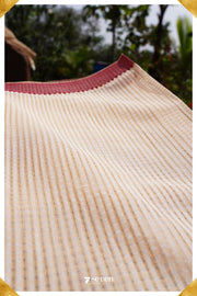 Veenavani Mangalagiri Handloom Sandal/Red Pure Cotton Saree - Seven Sarees - Saree - Seven Sarees