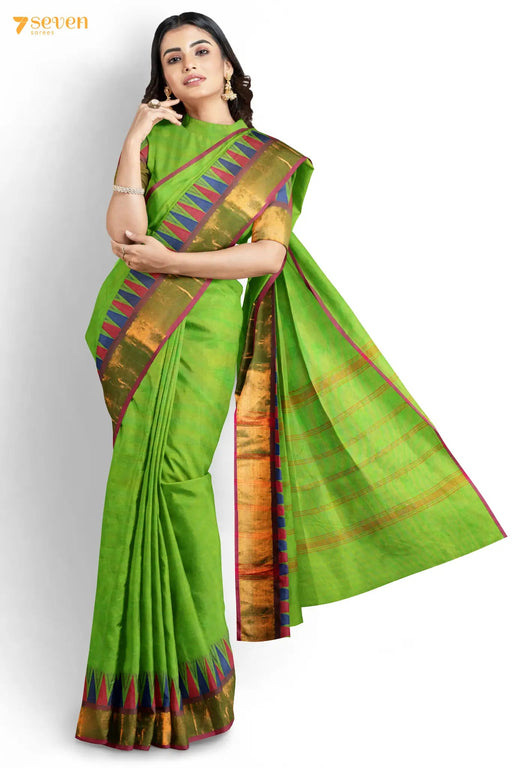 Vethilai Paaku Madurai Green Pure Cotton Saree - Seven Sarees - Saree - Seven Sarees