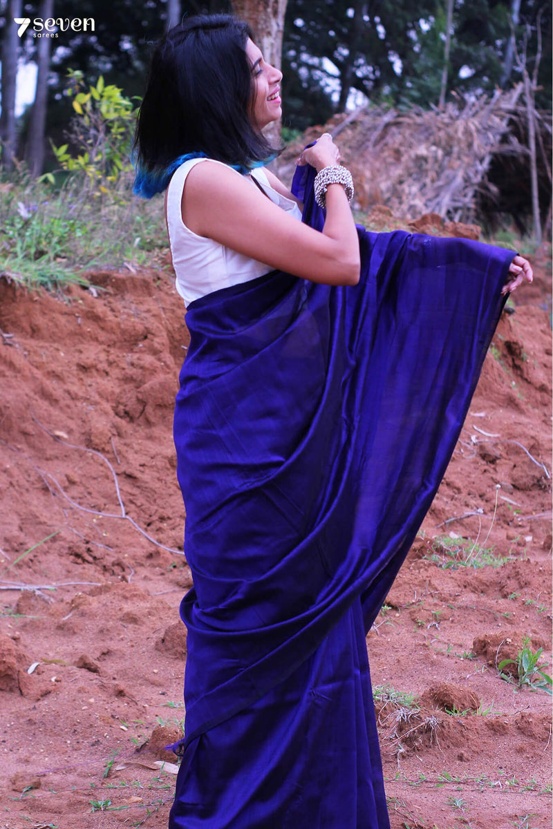 Vibha Mangalagiri Handloom Purple Silk Cotton Saree - Seven Sarees - Saree - Seven Sarees