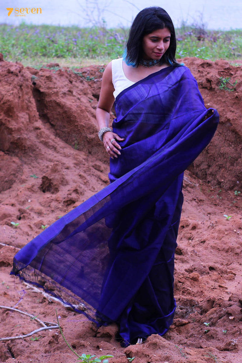 Vibha Mangalagiri Handloom Purple Silk Cotton Saree - Seven Sarees - Saree - Seven Sarees