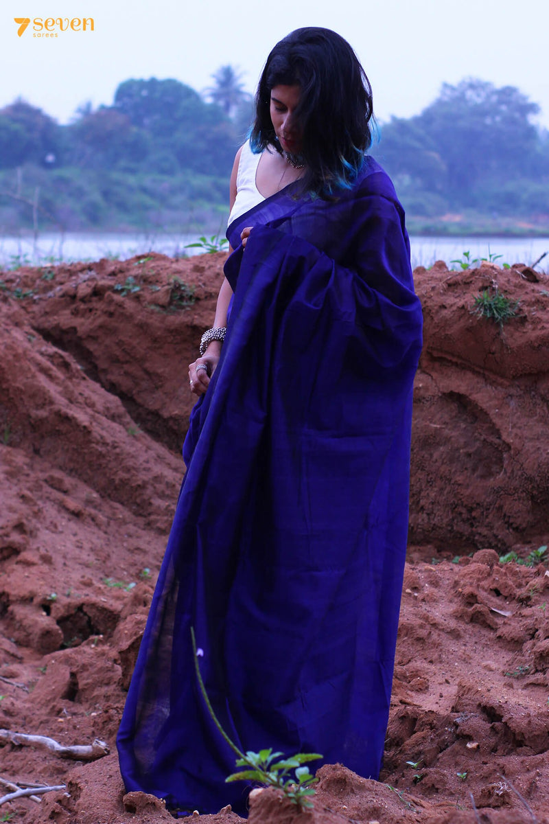 Vibha Mangalagiri Handloom Purple Silk Cotton Saree - Seven Sarees - Saree - Seven Sarees