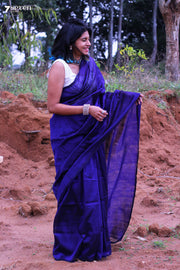 Vibha Mangalagiri Handloom Purple Silk Cotton Saree - Seven Sarees - Saree - Seven Sarees