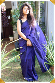 Vibha Mangalagiri Handloom Purple Silk Cotton Saree - Seven Sarees - Saree - Seven Sarees