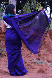 Vibha Mangalagiri Handloom Purple Silk Cotton Saree - Seven Sarees - Saree - Seven Sarees