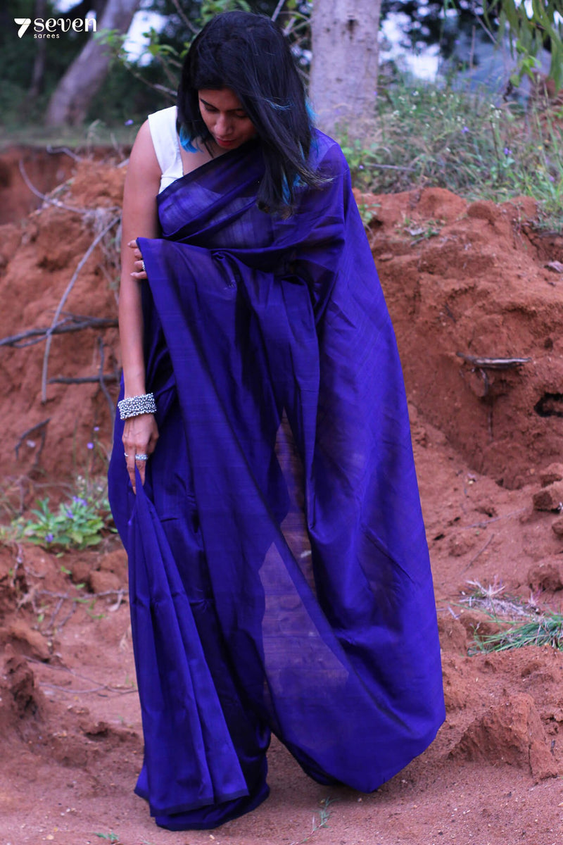 Vibha Mangalagiri Handloom Purple Silk Cotton Saree - Seven Sarees - Saree - Seven Sarees