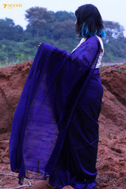 Vibha Mangalagiri Handloom Purple Silk Cotton Saree - Seven Sarees - Saree - Seven Sarees