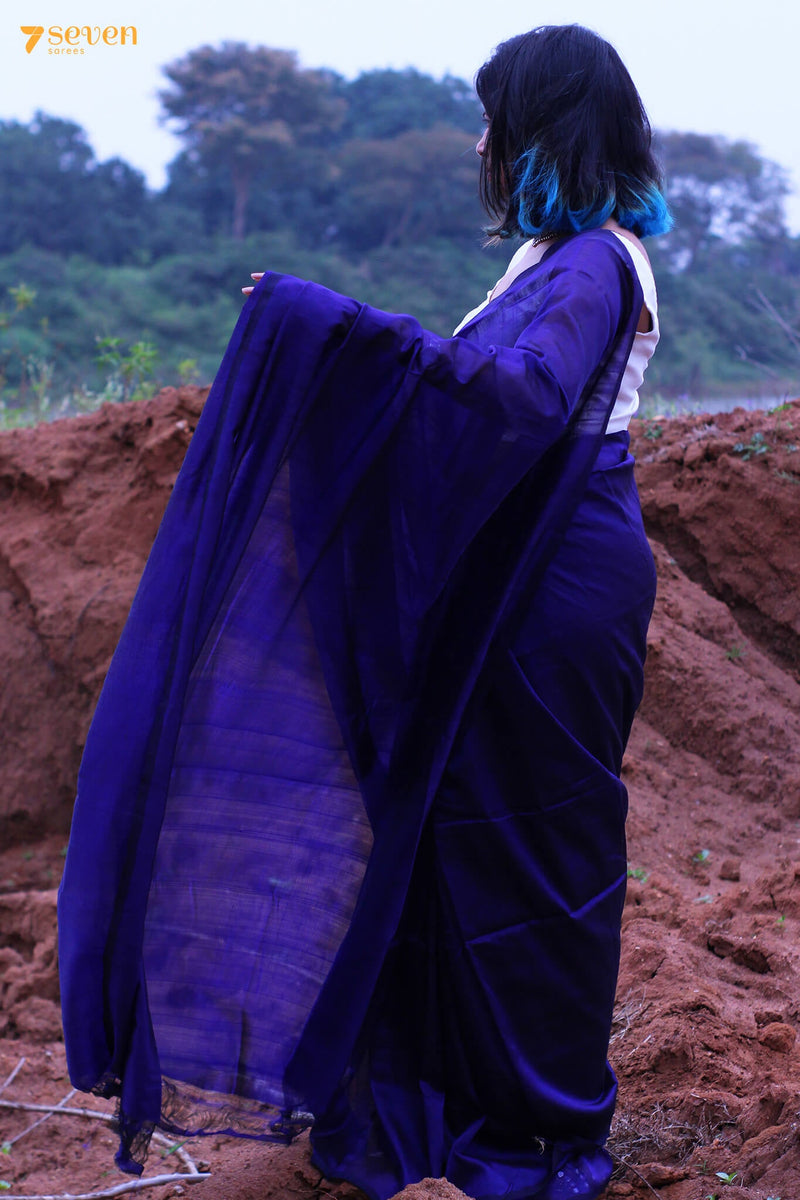 Vibha Mangalagiri Handloom Purple Silk Cotton Saree - Seven Sarees - Saree - Seven Sarees
