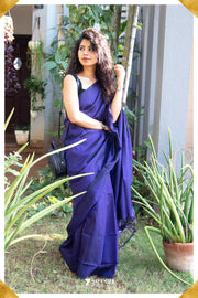 Vibha Mangalagiri Handloom Purple Silk Cotton Saree - Seven Sarees - Saree - Seven Sarees