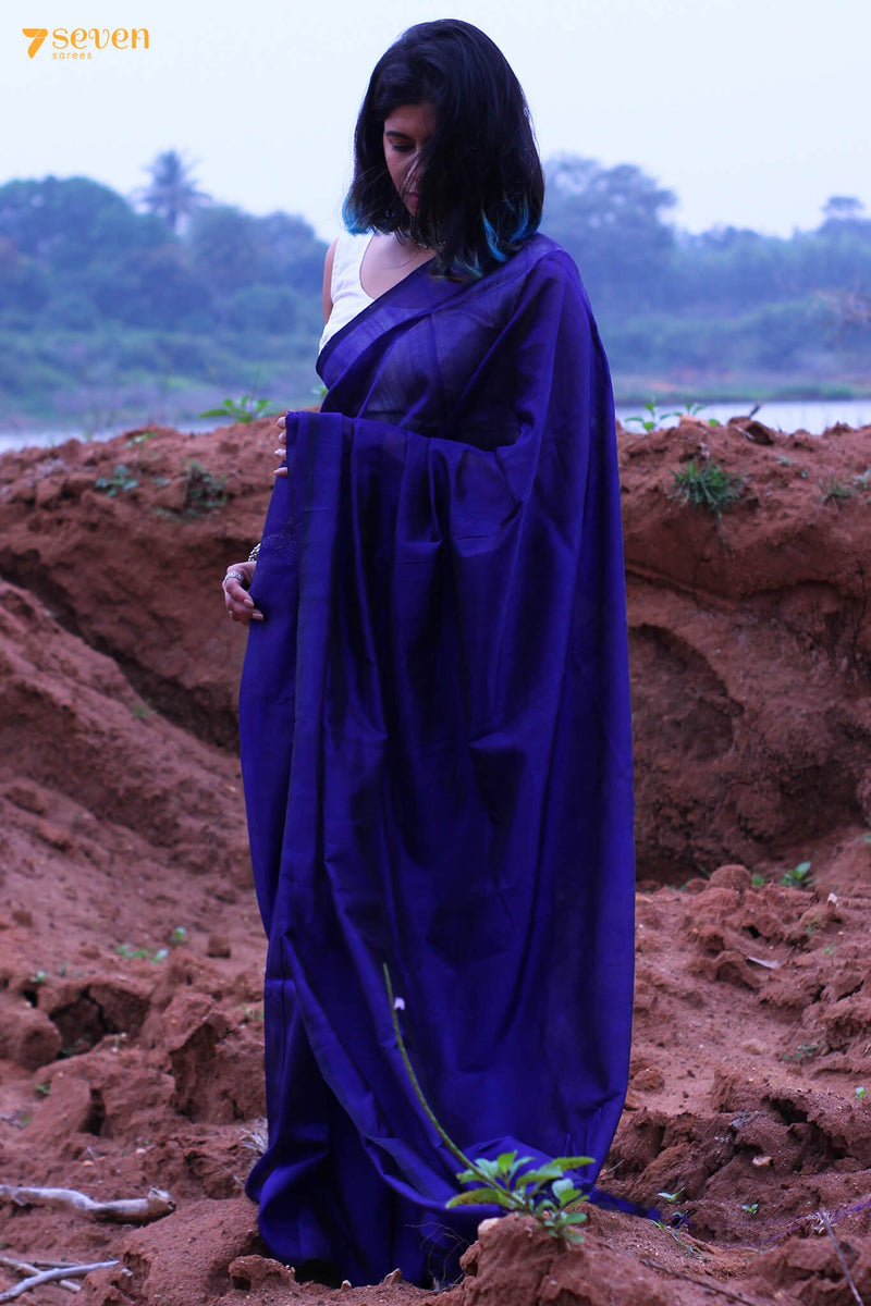 Vibha Mangalagiri Handloom Purple Silk Cotton Saree - Seven Sarees - Saree - Seven Sarees
