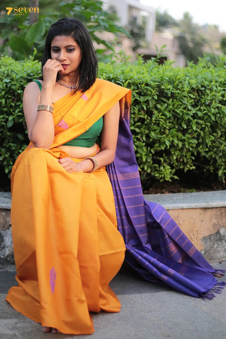 Yellow and in love Chinnalampatti Yellow Art Silk Saree - Seven Sarees - Saree - Seven Sarees