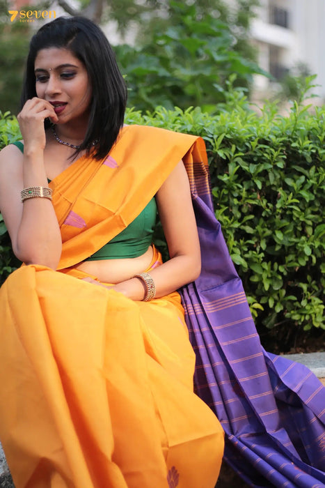 Yellow and in love Chinnalampatti Yellow Art Silk Saree - Seven Sarees - Saree - Seven Sarees